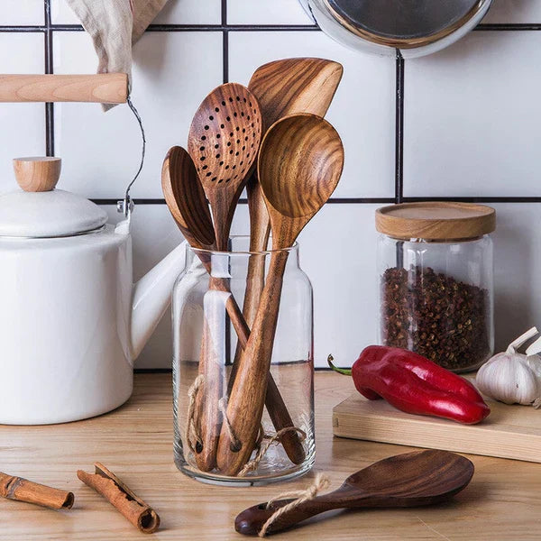 Kit Utensílios de Cozinha em Madeira Ecológica - TREND+ (COMPRE 4 LEVE 7)